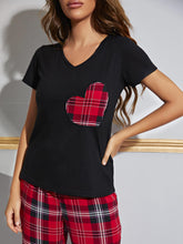 Load image into Gallery viewer, Home Is Where The Heart Is V-Neck Top and Plaid Pants Lounge Set
