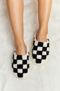 Checkered Print Plush Slide Slippers (multiple color options)