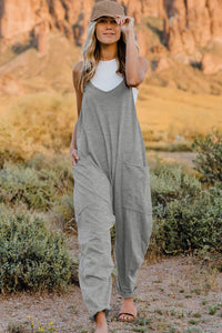 Relaxed Vibes V-Neck Sleeveless Jumpsuit with Pocket (multiple color options)