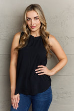 Load image into Gallery viewer, First Glance Sleeveless Neckline Slit Top in Black
