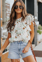 Load image into Gallery viewer, Floral Fascination Floral Ruffled Flutter Sleeve Blouse
