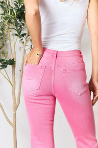 Girl Crush Frayed Hem Bootcut Jeans by Bayeas
