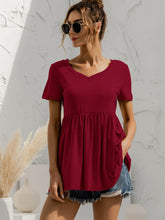 Load image into Gallery viewer, Summer Road Trips V-Neck Short Sleeve Babydoll Top (multiple color options)
