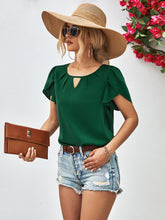 Load image into Gallery viewer, A Lil Bit Chic Cutout Round Neck Petal Sleeve Blouse (2 color options)
