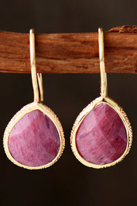 Handcrafted Natural Stone Teardrop Earrings (multiple color options)