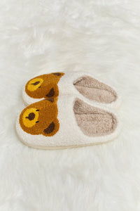 Teddy Bear Print Plush Slide Slippers (multiple color options)