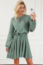 Load image into Gallery viewer, Social and Chic Tie Front Long Sleeve Mini Dress
