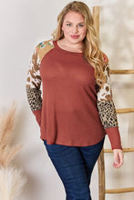 Load image into Gallery viewer, Consistently Cute Leopard Waffle-Knit Top in Rust
