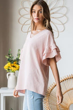 Load image into Gallery viewer, Whimsical Whispers Swiss Dot Ruffle Short Sleeve Top
