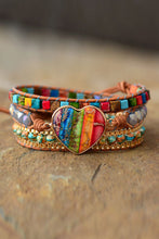 Load image into Gallery viewer, Handcrafted Imperial Jasper &amp; Crystal Layered Wrap Bracelet
