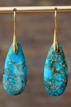 Load image into Gallery viewer, Handcrafted Teardrop Shape Natural Stone Dangle Earrings (multiple color options)
