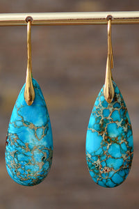 Handcrafted Teardrop Shape Natural Stone Dangle Earrings (multiple color options)