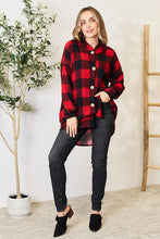 Load image into Gallery viewer, Cozy Christmas Cottage Plaid Button Front Hooded Shirt
