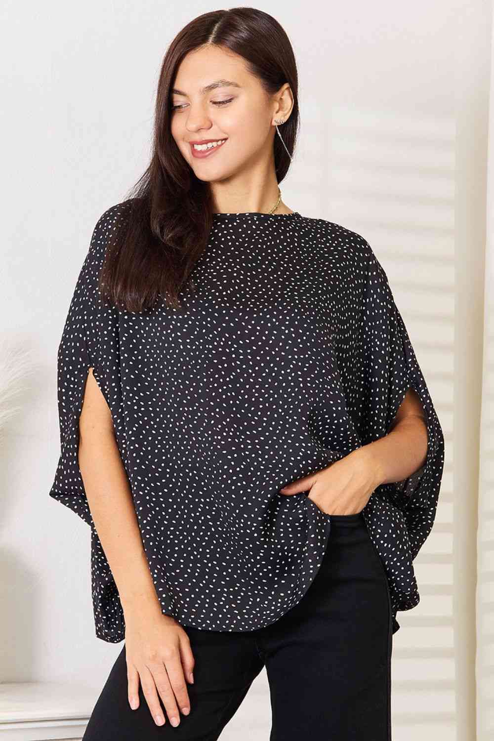 Chasing Dreams Printed Dolman Sleeve Round Neck Blouse