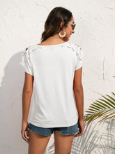 Load image into Gallery viewer, Graceful Appearance Spliced Lace Cold-Shoulder Blouse  (multiple color options)
