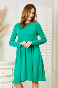 Casual Chic Long Sleeve Flare Dress with Pockets