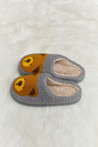 Teddy Bear Print Plush Slide Slippers (multiple color options)