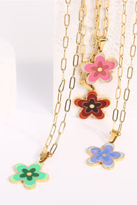 Flower Pendant Stainless Steel Necklace (multiple color options)