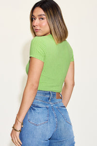 Your Go To Basic Ribbed Round Neck Short Sleeve Cropped T-Shirt (multiple color options)