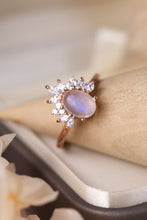 Load image into Gallery viewer, Moonlit Majesty 18K Rose Gold-Plated 925 Sterling Silver Natural Moonstone Ring
