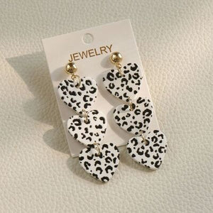 3 of Hearts Acrylic Stainless Steel Dangle Earrings