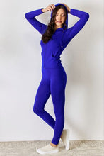 Load image into Gallery viewer, Power Through It Zip Up Drawstring Hoodie and Leggings Set in Royal Blue
