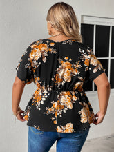 Load image into Gallery viewer, Blossom Bliss Floral Print Cold Shoulder Surplice Neck Blouse
