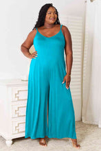Load image into Gallery viewer, All Figured Out Soft Rayon Spaghetti Strap Tied Wide Leg Jumpsuit (2 color options)
