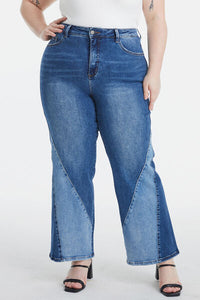 Norah High Waist Two-Tones Patched Wide Leg Jeans by Bayeas