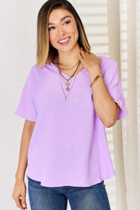 All Smiles Texture Short Sleeve T-Shirt in Bright Lavender