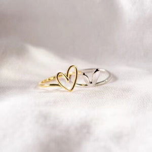 Dual Radiance: Two-Tone Heart 925 Sterling Silver Rings