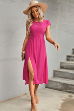 Load image into Gallery viewer, Pink-a-Boo Tie Back Cutout Round Neck Split Dress
