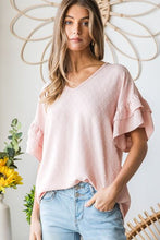 Load image into Gallery viewer, Whimsical Whispers Swiss Dot Ruffle Short Sleeve Top
