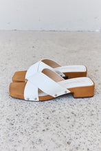 Load image into Gallery viewer, Step Into Summer Criss Cross Wooden Clog Mule in White
