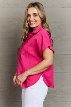 Load image into Gallery viewer, Radiant Rhapsody Textured Button-Up Cuffed Dolman Sleeve Shirt
