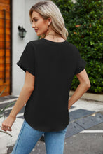 Load image into Gallery viewer, Keeping It Sweet Notched Neck Cuffed Sleeve Shirt (multiple color options)
