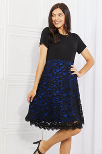 Sweet Valor Contrasting Lace Midi Dress