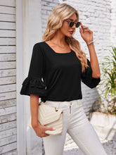 Load image into Gallery viewer, Ruffled Square Neck Half Sleeve Top (multiple color options)
