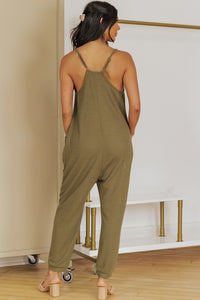Always Down To Chill Spaghetti Strap Deep V Jumpsuit with Pockets (multiple color options)