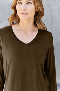 Everyday Happiness V-Neck Long Sleeve Top (multiple color options)