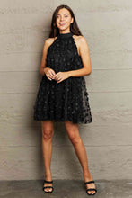 Load image into Gallery viewer, Lady In The Night Applique Mock Neck Mini Dress
