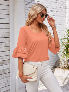 Ruffled Square Neck Half Sleeve Top (multiple color options)