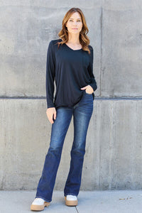 Everyday Happiness V-Neck Long Sleeve Top (multiple color options)