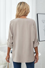Load image into Gallery viewer, Sweet Intentions Roll-Tab Sleeve V-Neck Blouse (multiple color options)
