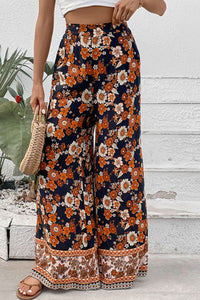 Whispering Petals Floral Wide Leg Pants with Pockets