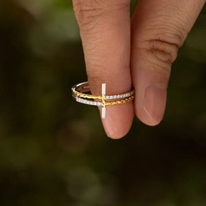 Sacred Faith: Cross Zircon 18K Gold-Plated 925 Sterling Silver Ring