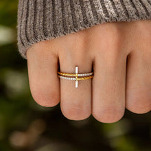 Load image into Gallery viewer, Sacred Faith: Cross Zircon 18K Gold-Plated 925 Sterling Silver Ring
