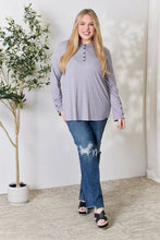 Load image into Gallery viewer, In Her Soft Moment Texture Half Button Long Sleeve Top
