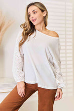 Load image into Gallery viewer, Love Me Eyelet Dropped Shoulder Round Neck Blouse
