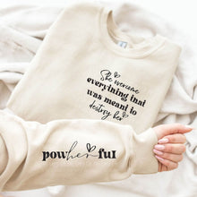Load image into Gallery viewer, &quot;She Overcame&quot; with Sleeve Accent Print Sweatshirt
